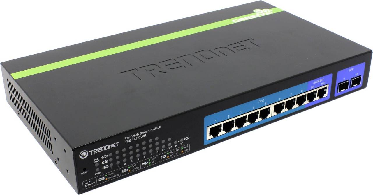   TRENDnet[TPE-1020WS]10-port Gigabit Web Smart PoE+Switch(10port 10/100/1000Mbps+2Combo 10