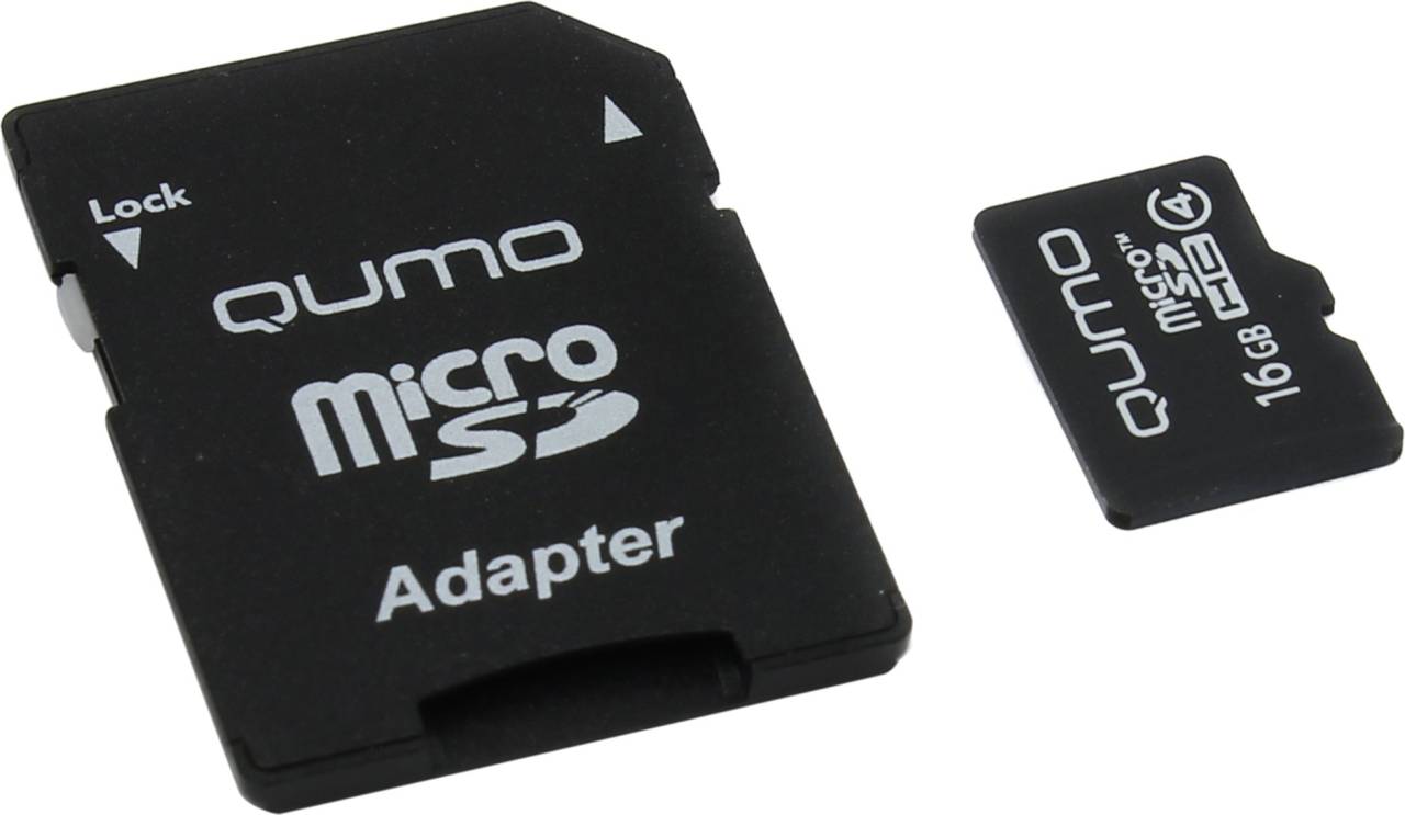    microSDHC 16Gb Qumo [QM16GMICSDHC4]  Class4 + microSD-- >SD Adapter