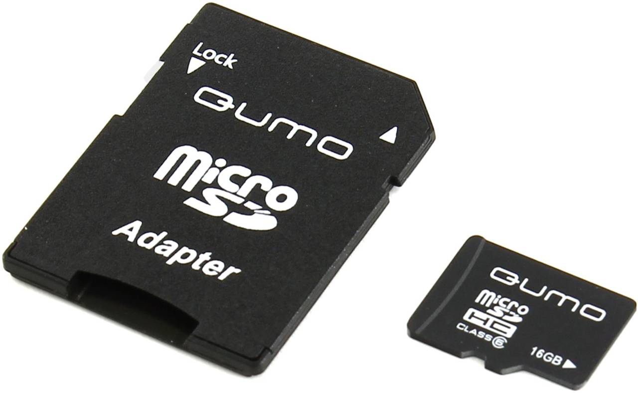    microSDHC 16Gb Qumo [QM16GMICSDHC6] Class6 + microSD-- >SD Adapter