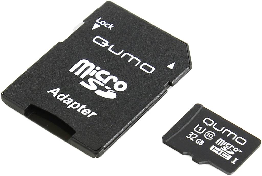    microSDHC 32Gb Qumo [QM32GMICSDHC10U1] UHS-I + microSD-- >SD Adapter