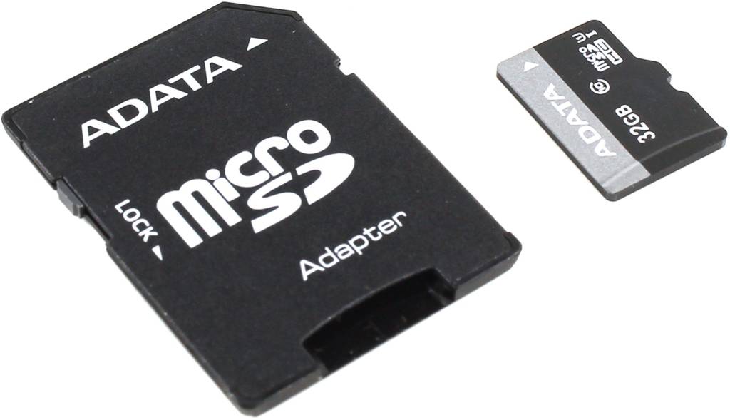    microSDHC 32Gb ADATA Premier [AUSDH32GUICL10-RA1] UHS-1+microSD-- >SD Adap