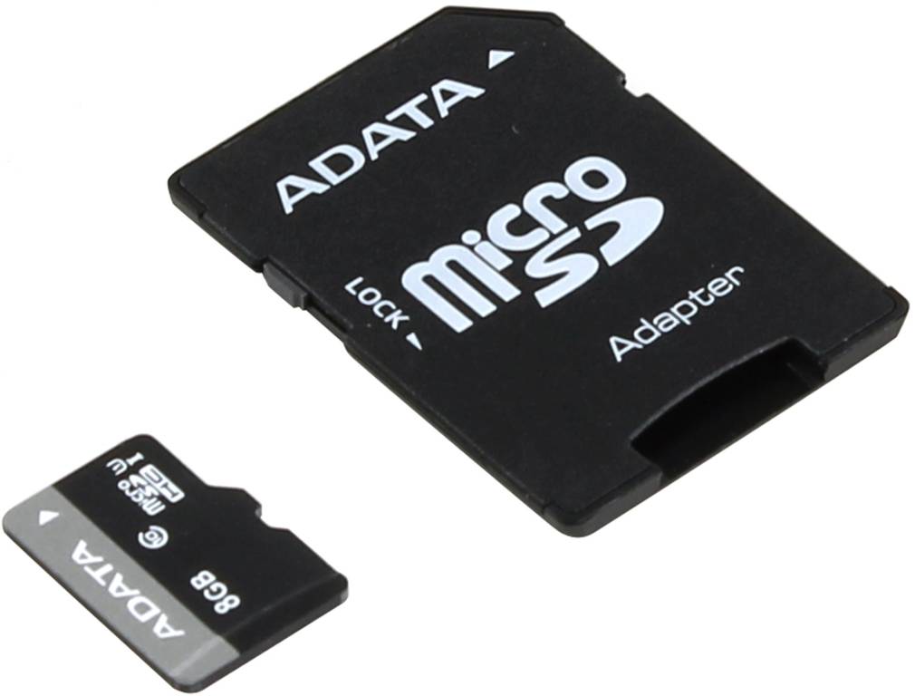    microSDHC  8Gb ADATA Premier [AUSDH8GUICL10-RA1] UHS-I+microSD-- >SD Adapter
