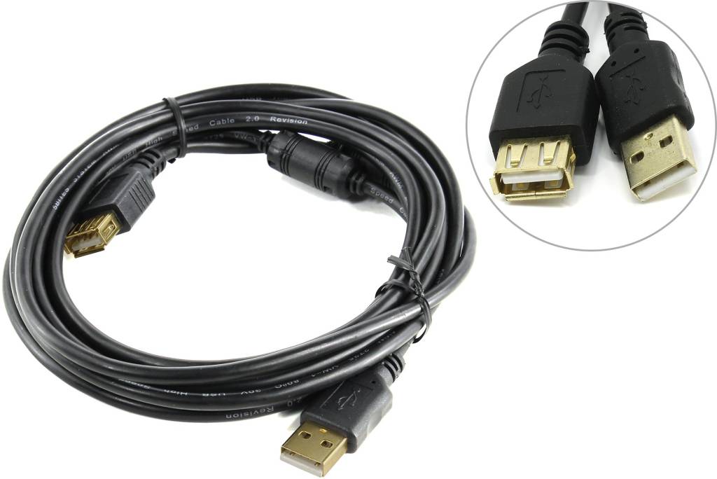 купить Кабель удлинитель USB 2.0 A-- >A 3.0м (2 фильтра) 5bites [UC5011-030A]