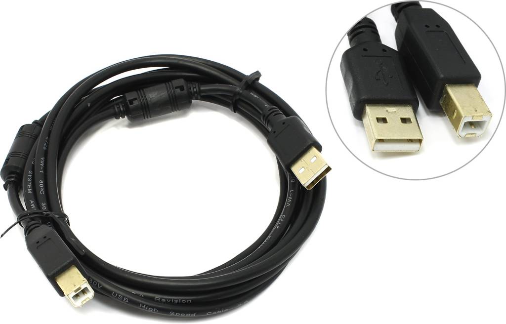 купить Кабель USB 2.0 AM -- >B 3.0м (2 фильтра) 5bites [UC5010-030A]
