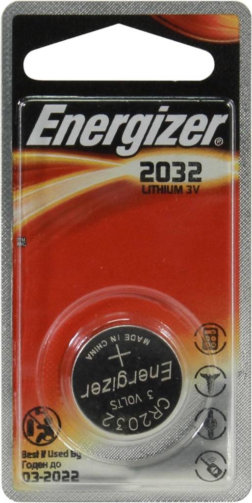  .  CR2032 (Li, 3V) Energizer