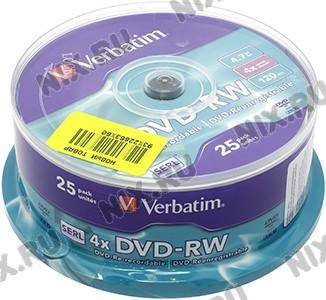 купить Диск DVD-RW Verbatim 4.7Gb 4x [уп. 25 шт] на шпинделе [43639]