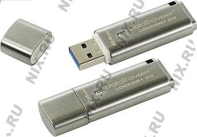   USB3.0 64Gb Kingston DataTraveler Locker+ G3 [DTLPG3/64GB] (RTL)