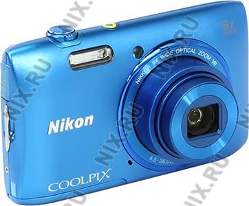    Nikon CoolPix S3600[Blue](20.1Mpx,25-200mm,8x,F3.7-6.6,JPG,SDXC,2.7,USB2.0,AV,Li-Io