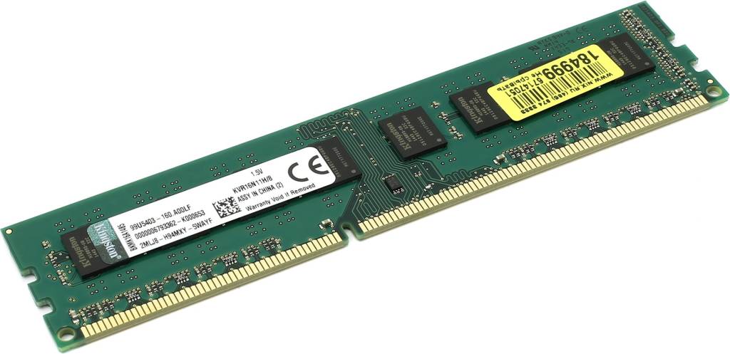    DDR3 DIMM  8Gb PC-12800 Kingston ValueRAM [KVR16N11H/8] CL11