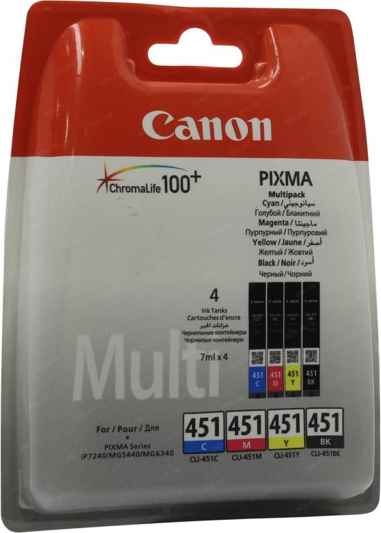 купить Картридж Canon CLI-451C/M/Y/BK MULTIPACK для PIXMA iP7240, MG5440/6340