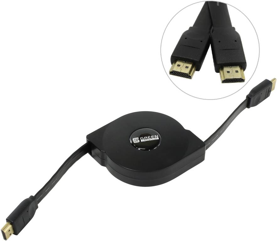 купить Кабель HDMI to HDMI (19M -19M)  1.3м v1.4, retractable Greenconnection [GC-HMRT01]