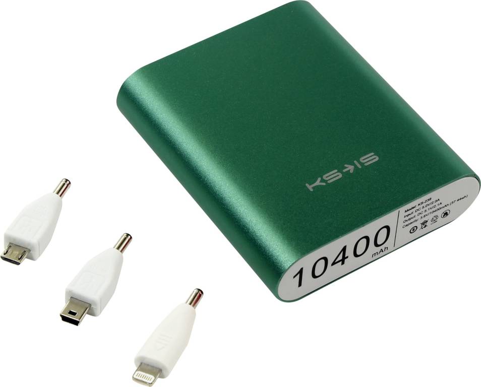    KS-is Power Bank KS-239 Green (USB,10400mAh, 3 ,LED-,