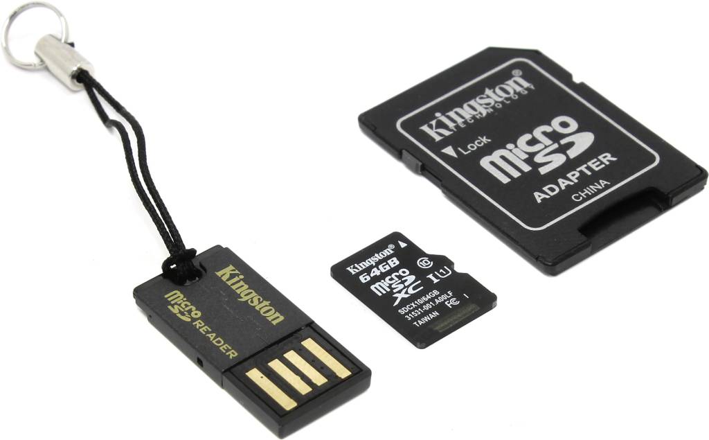    microSDXC 64Gb Kingston[MBLY10G2/64GB] Class10+microSD-- >SD+USB-microSD