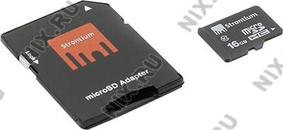    microSDHC 16Gb Strontium [SR16GTFC10A] Class10 + microSD-- >SD Adapter