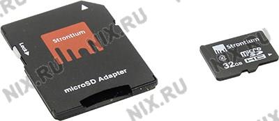    microSDHC 32Gb Strontium [SR32GTFC10A] Class10 + microSD-- >SD Adapter