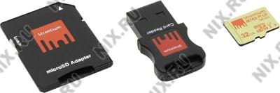    microSDHC 32Gb Strontium [SRP32GTFU1C] UHS-I U3 + microSD-- >SD Adapter + USB CR