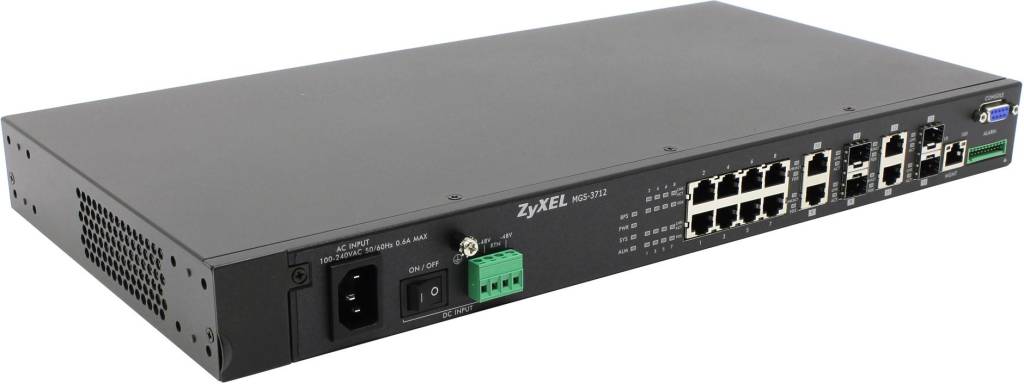   ZyXEL[MGS-3712]L2+Metro Gigabit Ethernet Switch(8UTP 10/100/1000Mbps+4Combo 1000BASE-T/SF