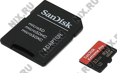    microSDHC 32Gb SanDisk Extreme Pro [SDSDQXP-032G-G46A] UHS-I U3+microSD-- >SD