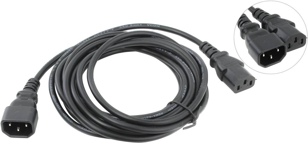 купить Сетевой кабель  5 м (монитор-системный блок)VCOM < CE001-CU0.5-5м >(IEC-320-C13-- > IEC-320-C14)