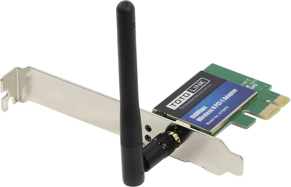    PCI-Ex1 TOTOLINK [N150PE] Wireless N PCI-E Adapter (PCI-Ex1, 150Mbps, 1x2dBi)