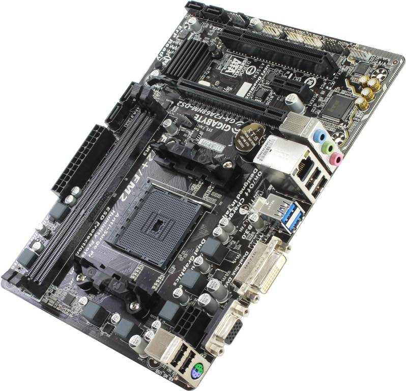    SocFM2+ GigaByte GA-F2A68HM-DS2 rev1.0(RTL)[AMD A68H]PCI-E Dsub+DVI GbLAN