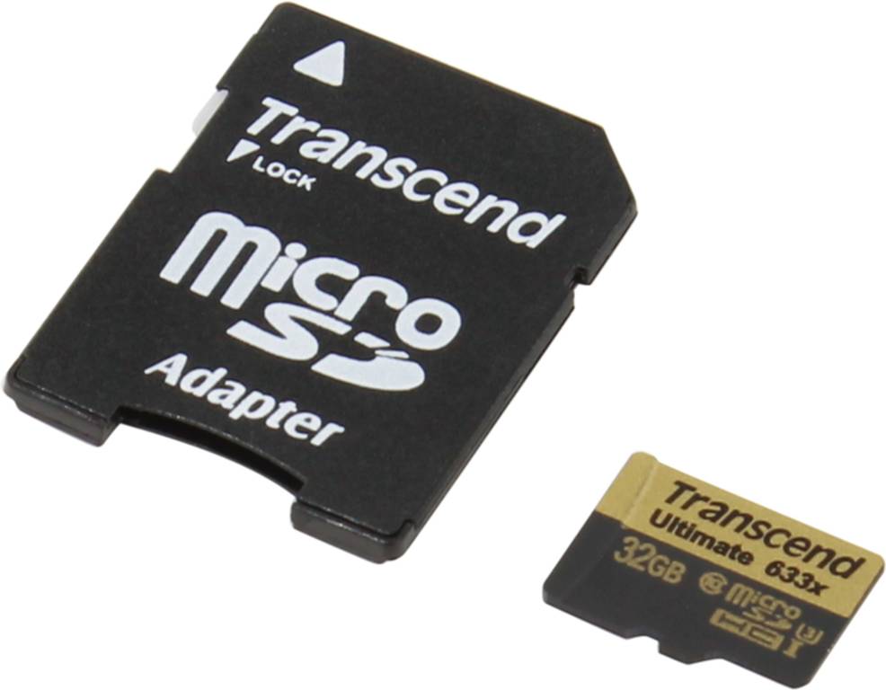    microSDHC 32Gb Transcend [TS32GUSDU3] UHS-I U3 + microSD-- >SD Adapter