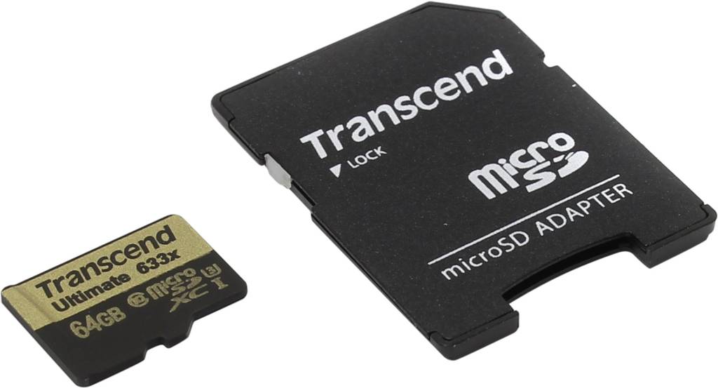    microSDXC 64Gb Transcend [TS64GUSDU3] UHS-I U3 + microSD-- >SD Adapter