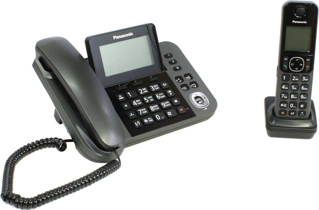 купить Радиотелефон + проводной телефон Panasonic KX-TGF310RUM [Black] (трубка с ЖК диспл.,DECT)