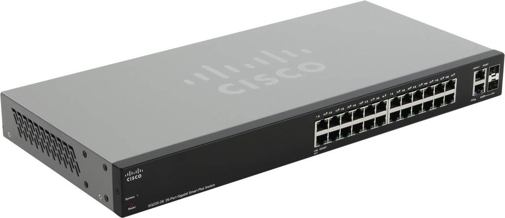   26-. Cisco [SG220-26-K9-EU]  (24UTP 10/100/1000Mbps+2Combo 1000BASE-T/SFP)