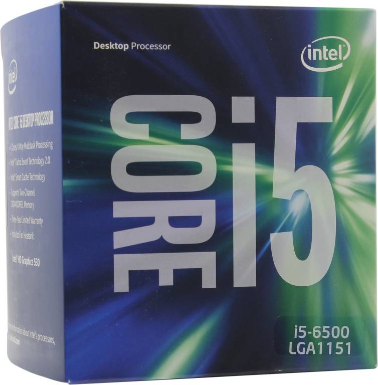   Intel Core i5-6500 BOX 3.2 GHz/4core/SVGA HD Graphics 530/1+6Mb/65W/ LGA1151