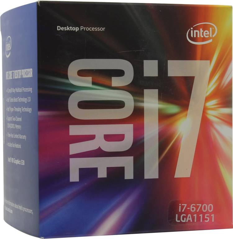   Intel Core i7-6700 BOX 3.4 GHz/4core/SVGA HD Graphics 530/1+8Mb/65W/8 GT/s LGA1151