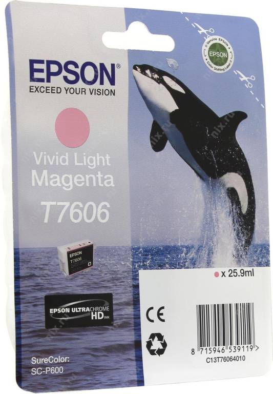 купить Картридж Epson T7606 [C13T76064010] Vivid Light Magenta для SureColor SC-P600