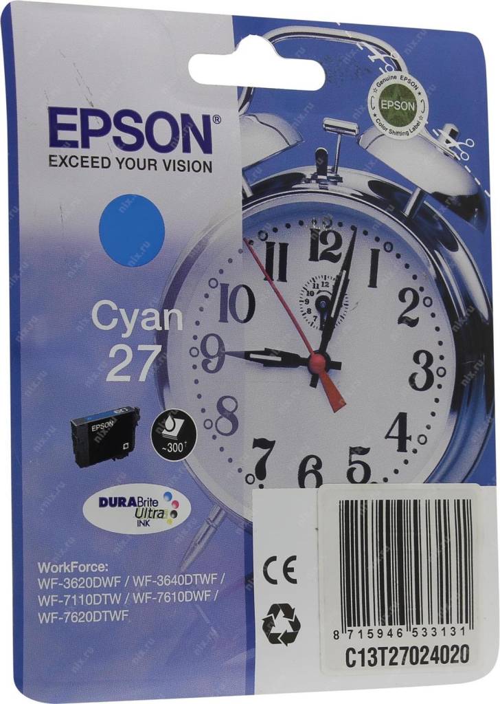   Epson 27 [C13T27024020] Cyan  WorkForce WF-3620/3640/7110/7610/7620