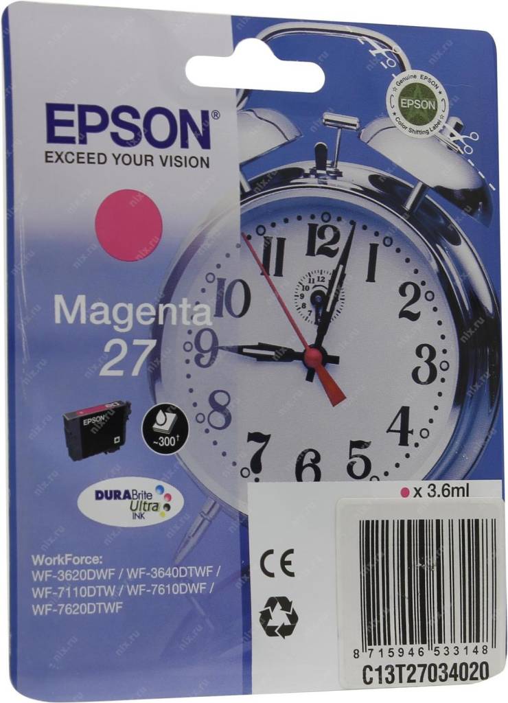   Epson 27 [C13T27034020] Magenta  WorkForce WF-3620/3640/7110/7610/7620