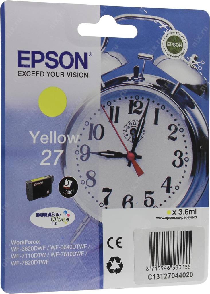   Epson 27 [C13T27044020] Yellow  WorkForce WF-3620/3640/7110/7610/7620