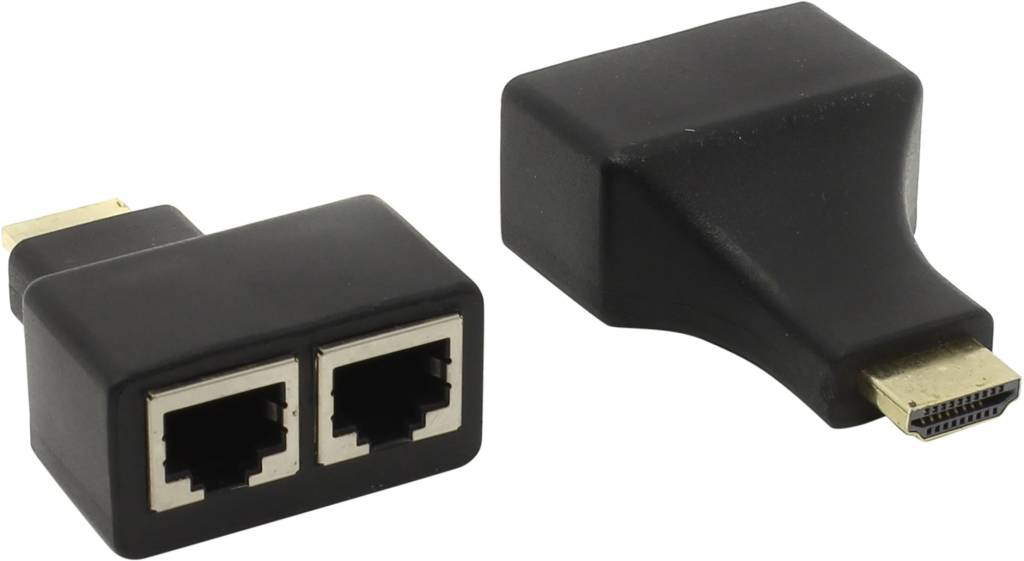 купить Удлинитель HDMI по витой паре (HDMI 19M- > 2xRJ45 - > HDMI 19M, до 30м) Orient [VE041]