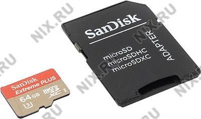    microSDXC 64Gb SanDisk Extreme Plus [SDSQXSG-064G-GN6MA] UHS-I U3+microSD-- >S