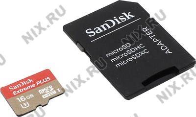    microSDHC 16Gb SanDisk Extreme Plus [SDSQXSG-016G-GN6MA] UHS-I U3+microSD-- >S