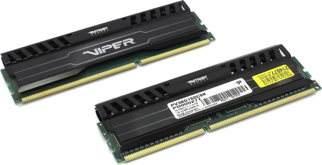    DDR3 DIMM  8Gb PC-12800 Patriot Viper [PV38G160C9K] KIT 2*4Gb CL9