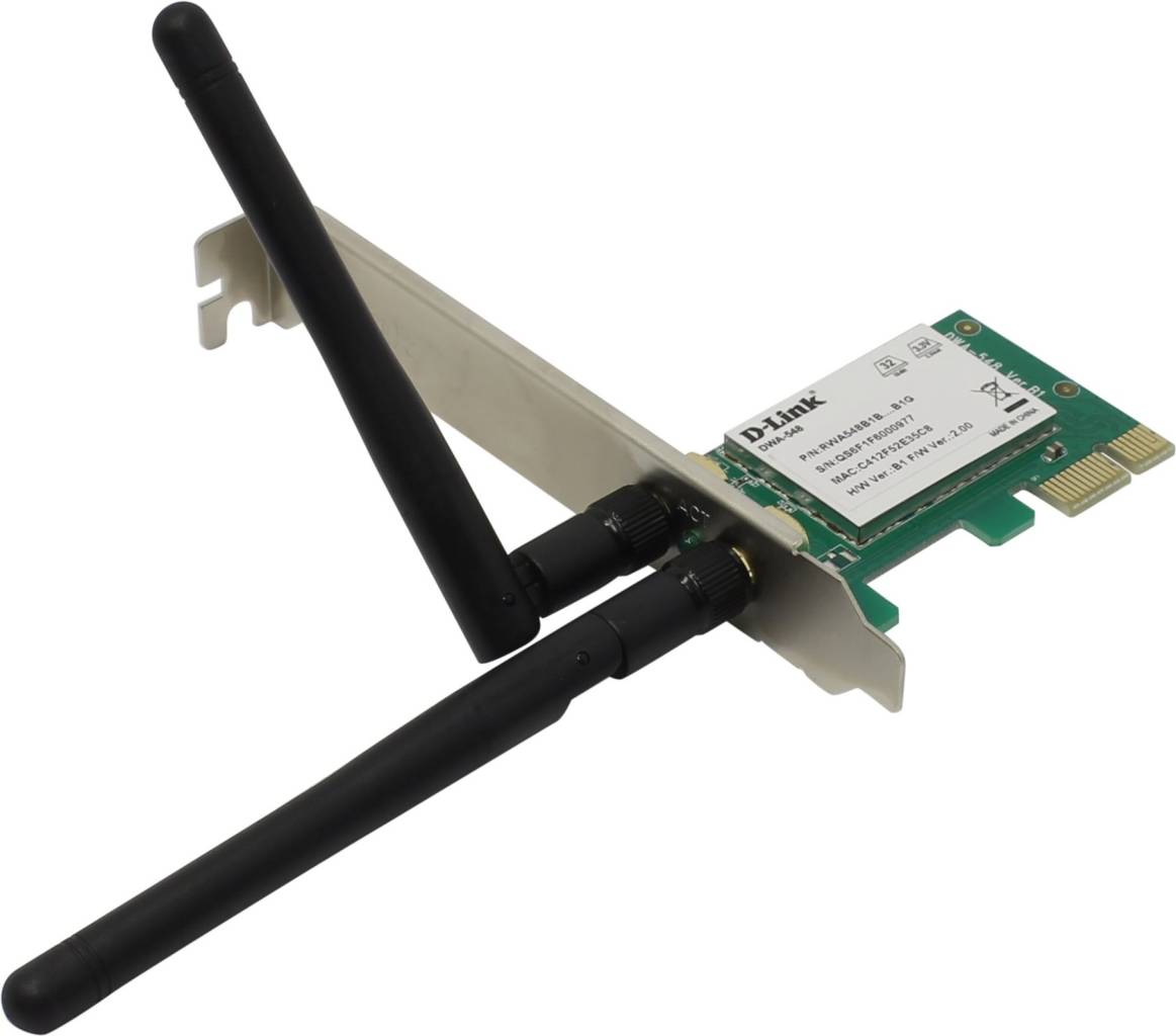    PCI-Ex1 D-Link [DWA-548/B1B]  N 300 Desktop Adapter(802.11g/n,300Mbps,2x2dB