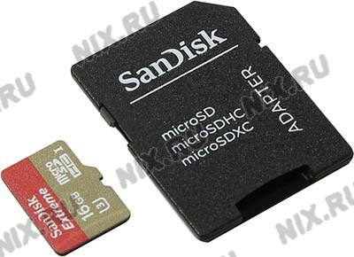    microSDHC 16Gb SanDisk Extreme [SDSQXNE-016G-GN6MA] UHS-I U3+microSD-- >SD A