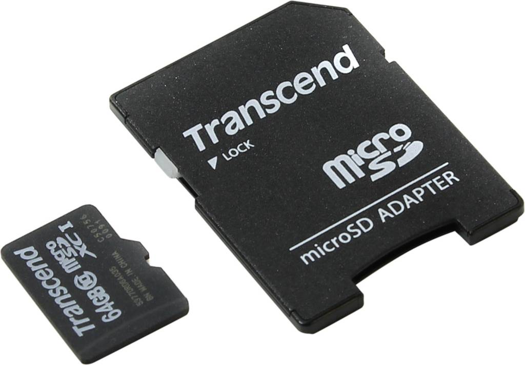    microSDXC 64Gb Transcend [TS64GUSDXC10] Class 10 + microSD-- >SD Adapter
