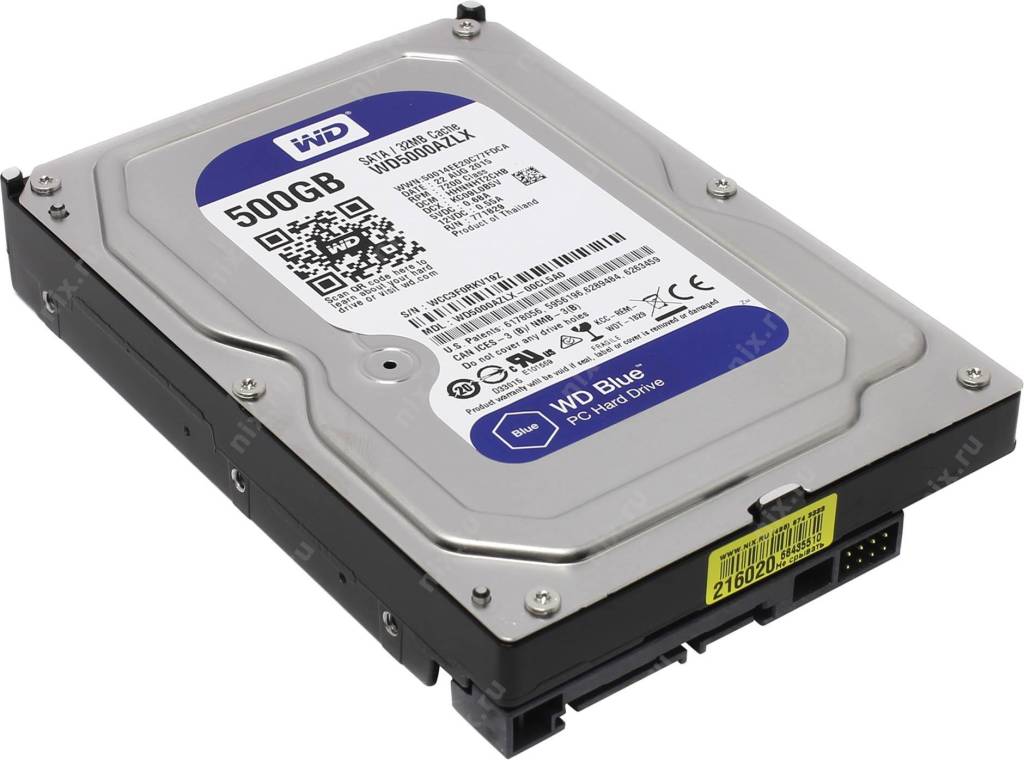 купить Жесткий диск 500 Gb SATA-III Western Digital Blue [WD5000AZLX] 3.5” 32Mb