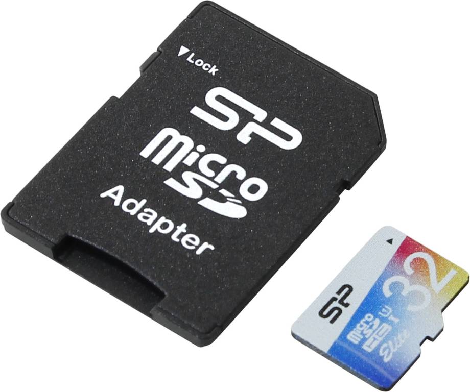    microSDHC 32Gb Silicon Power [SP032GBSTHBU1V20SP] UHS-I U1+microSD-- >SD Adapt