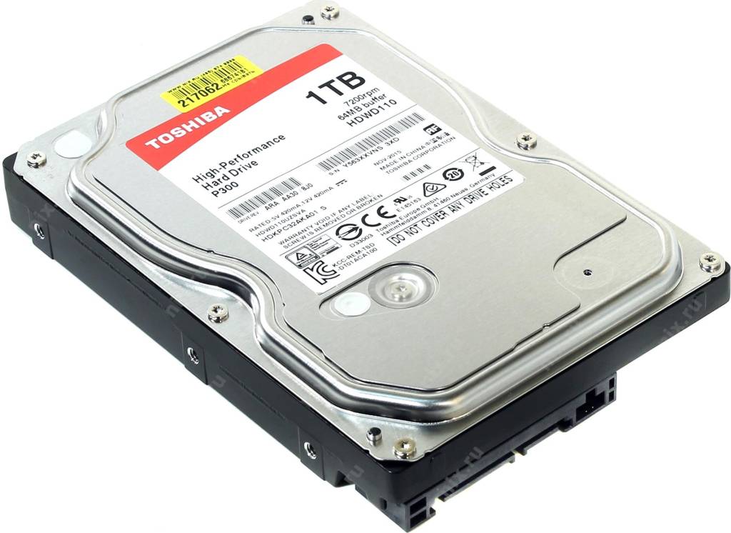 купить Жесткий диск 1 Tb SATA-III Toshiba P300 [HDWD110UZSVA] 3.5” 7200rpm 64Mb