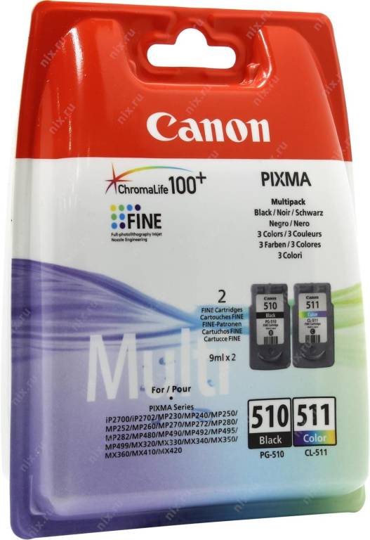   Canon PG-510+CL-511 (Black+Color)  PIXMA MP240/260/480, MX320/330