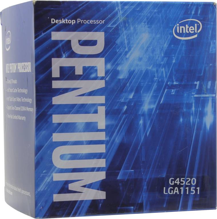   Intel Pentium G4520 BOX 3.6 GHz/2core/SVGA HD Graphics 530/0.5+3Mb/51W/8 GT/s LGA1151