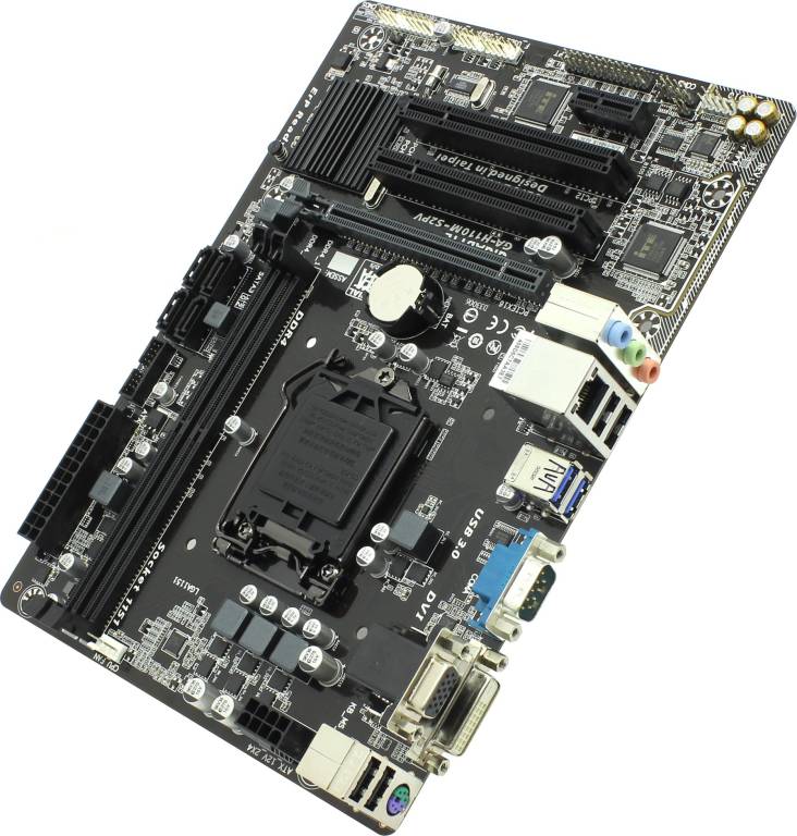    LGA1151 GIGABYTE GA-H110M-S2PV rev1.0(RTL)[H110]PCI-E Dsub+DVI GbLAN SATA MicroATX