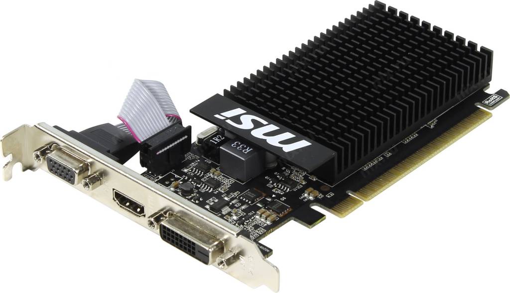 купить Видеоадаптер PCI-E 2Gb DDR-3 MSI V809 GT710 2GD3H LP (RTL) D-Sub+DVI+HDMI [GeForce GT710]