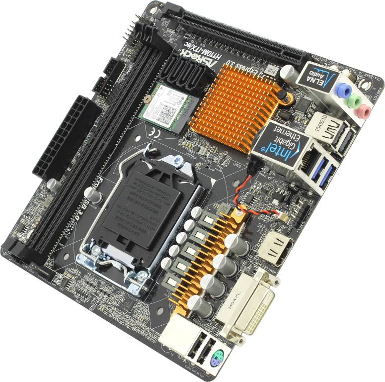    LGA1151 ASRock H110M-ITX/AC(RTL)[H110]PCI-E DVI+HDMI GbLAN+WiFi+BT SATA Mini-ITX 2
